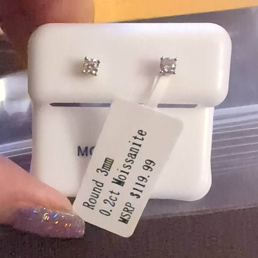 Moissanite Silver Stud Earrings